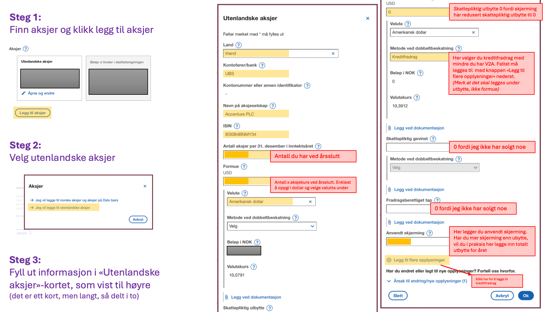 Aksjer i skattemeldingen